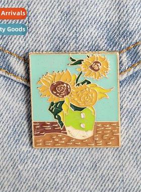 Europe creative brooch personalized cartoon Van Gogh sunflow