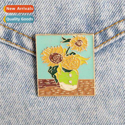 Europe creative brooch personalized cartoon Van Gogh sunflow