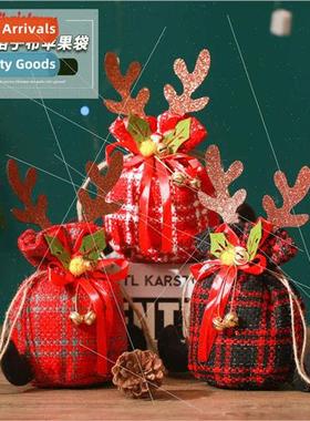 Christmas适用Apple bag antler gingham gift bag Christmas Eve
