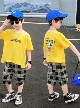 2023 new thin boys girls short-sleeved seven pants twoPCS se