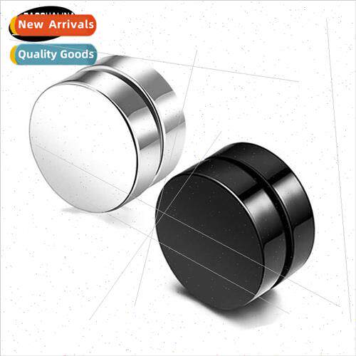 Korean  suction stone men whout ear holes black tanium steel