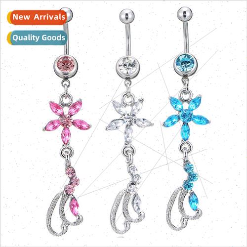 Piercing Jewelry Diamonds Floral Belly Button Rings Acrylic