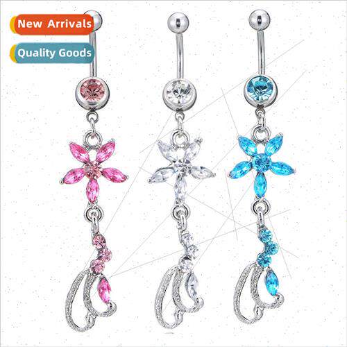 Piercing Jewelry Diamonds Floral Belly Button Rings Acrylic