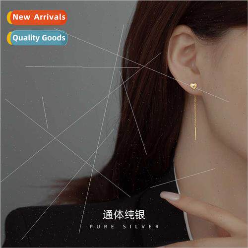 S925 heart-shaped silver earwires long earrings earrings ear