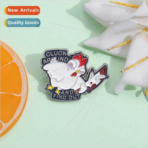 New creative animal series brooch cute knife whe rooster mod