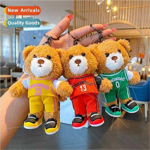 Plush toy bear basketball jersey bear doll keychain bag pend