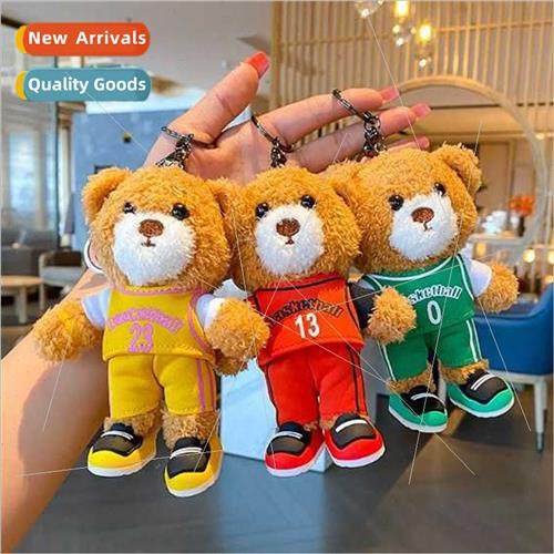 Plush toy bear basketball jersey bear doll keychain bag pend