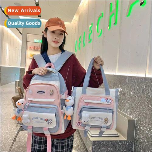 Schoolbag female summer ins wind shoulder bag cute double sh
