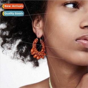 beads pearl senior wind bohemian rice female Ins earrings