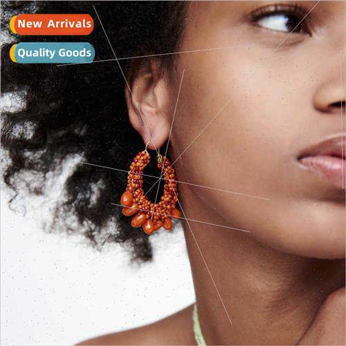 Ins wind rice beads pearl earrings female bohemian senior se