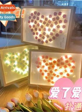 handmade DIY velvet rose photo frame night light Tanabata Va