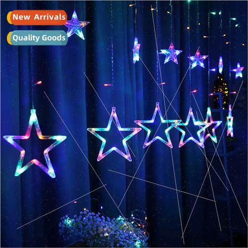 led string lights star curtain lights solar pentagram ice ba