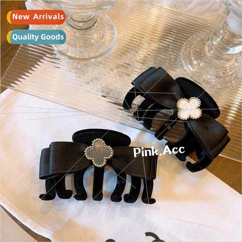 early fall new black flocking elegant wildcard bow hair grip