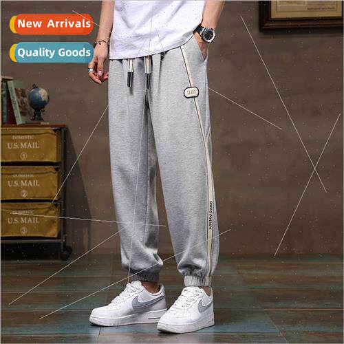 Casual pants men sweatpants 2023 autumn new loose plus fat b
