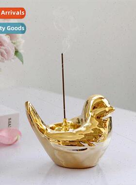 mple modern golden bird ceramic mini handheld incense stick
