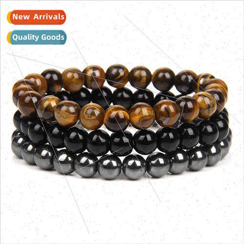 New 8MM Tiger Eye String Turquoise Hemate Amethyst Set Brace