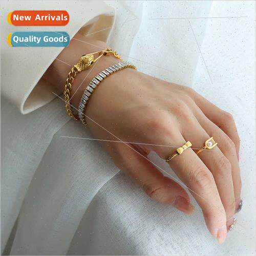 French niche jewelry full diamonds zirconia bracelet tanium