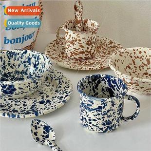 Korean ins enamel splash cup bowl cereal fru salad bowl spla