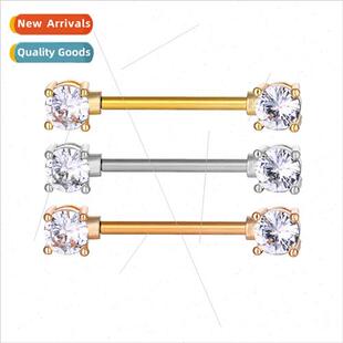 Body piercing jewelry zirconia nipple rings in rose gold.