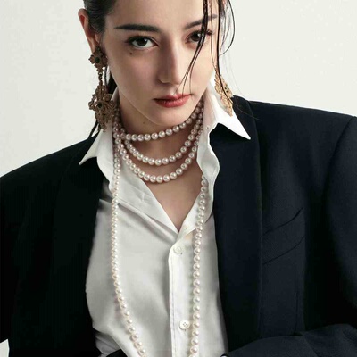 French knotted sweater chain fall winter handmade beaded nec