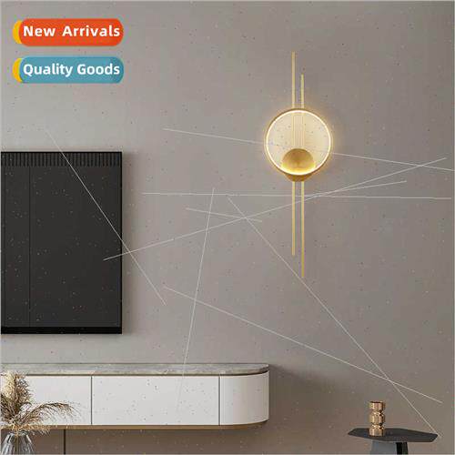 Full copper living room TV background wall light Scandinavia