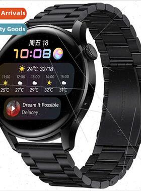 适用huawei gt2/3 pro stainless steel strap three beads watch