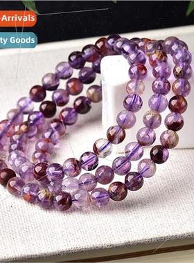 Natural Amethyst Ghost Multi Loop Bracelet Purple Tanium Bra