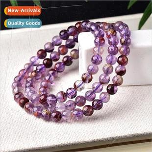 Natural Amethyst Ghost Multi Loop Bracelet Purple Tanium Bra