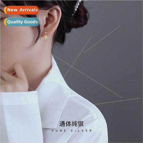 S925 silver plated flower earrings delicate zirconia earring