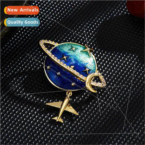 Fashion ins planet brooch copper plated small corsage coat c