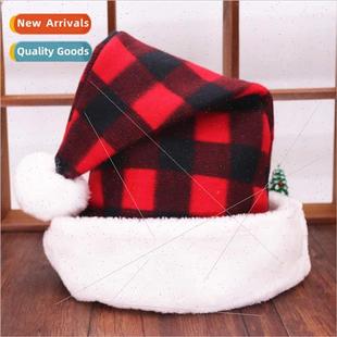 hat tri red whe adult pullover Christmas plaid black 40cm
