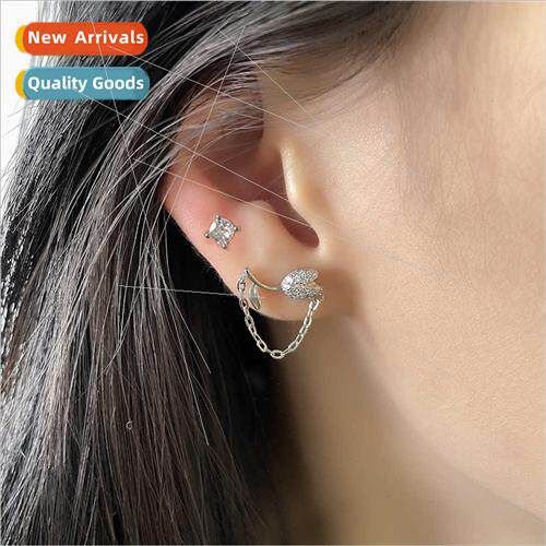 glitter diamond tulip earrings适用women small delicate sense