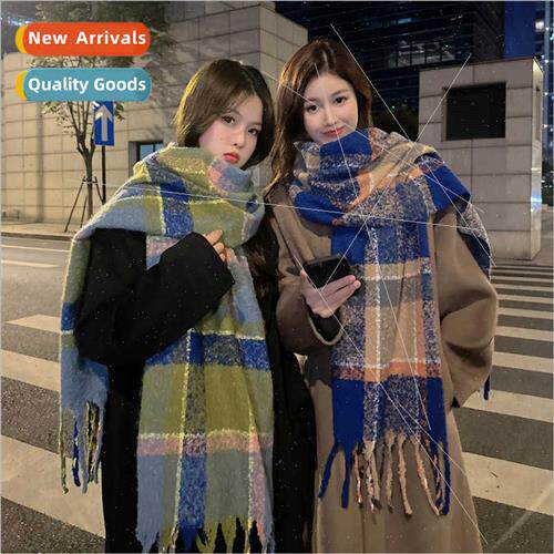 Korean  autumn winter color plaid scarf men women tide  vers
