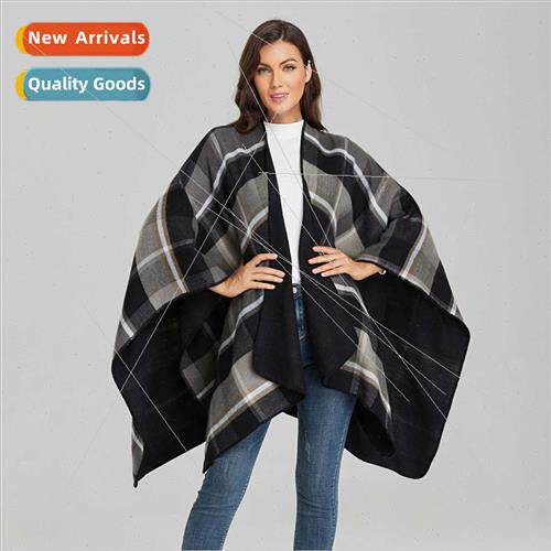 2021 new shawl cape classic plaid imation cashmere shawl bla
