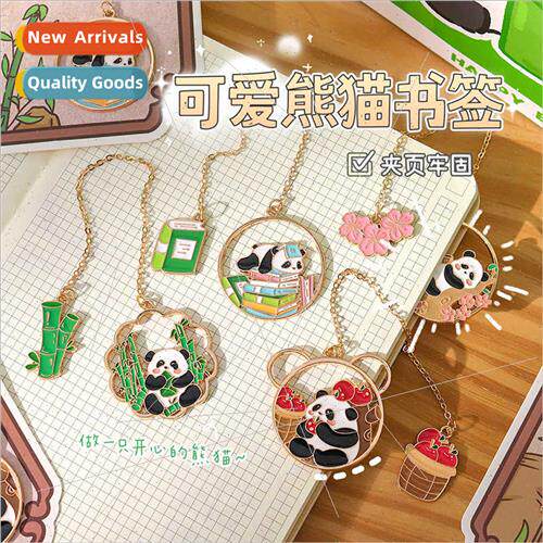 Creative cartoon panda metal bookmarks cute pendant panda re