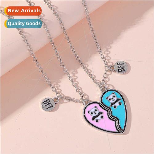 Children cartoon BFF good friend patchwork pendant love neck