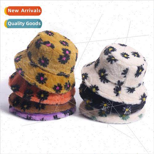Korean  autumn winter small daisy printing fisherman hat plu