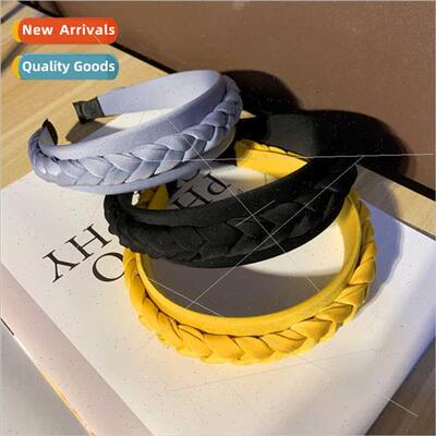 Korean fashion new hair bands solid color fabric weaving twi