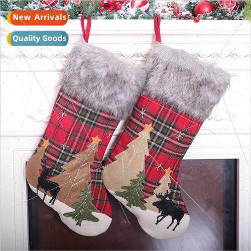 New Christmas decorative linen red plush Christmas stockings