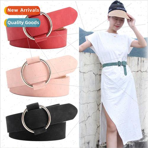Women Belt Round Buckle Pinless  Adjustable Peplum Dress Dec