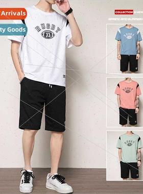 Summer short-sleeved t-shirt men casual sportswear su twoPCS