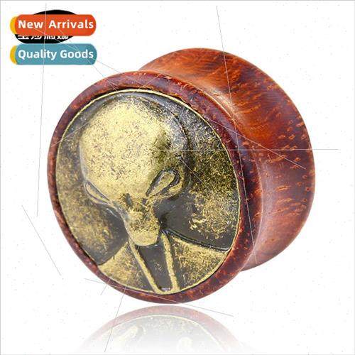 Excellent retro alloy casting aliens wood ear expansion earr