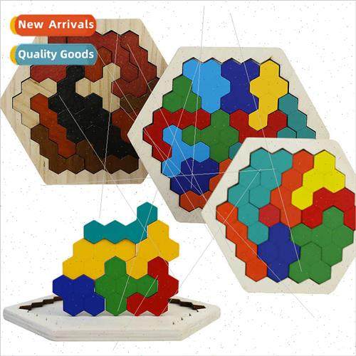 Wooden Hexagonal Geometry Puzzle ght Market Children Early L