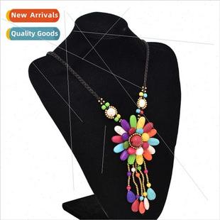 layer turquoise woven Jewelry petal double tassel nec ethnic
