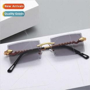 metal cut edge 2022 square snake sunglasses men new