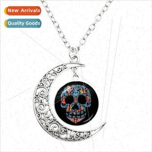 Moon Gogh Round Glass Necklace Painting ght Starry Van New