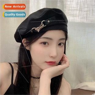 beret female thin cool breath satin metal summer Drag Korean