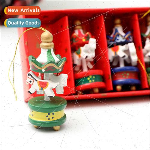 5CM carousel hanging Christmas decorations window wooden orn