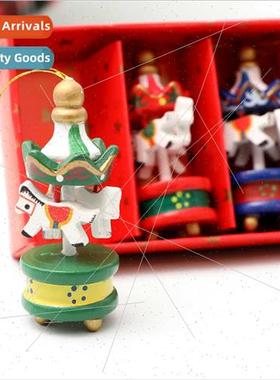 5CM carousel hanging Christmas decorations window wooden orn