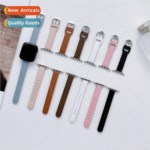 适用apple eight buckle leather thin watch bapple watch8/7/SE